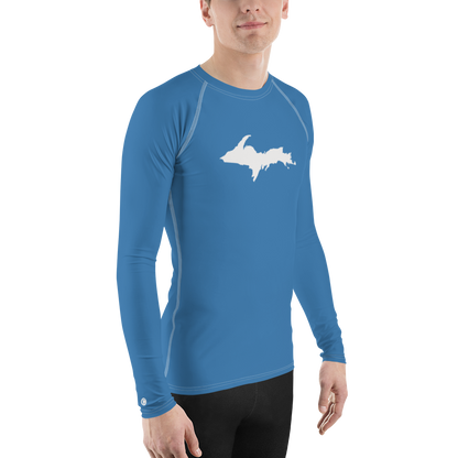 Michigan Upper Peninsula Rash Guard (w/ UP Outline) | Men's - Lake Superior Blue