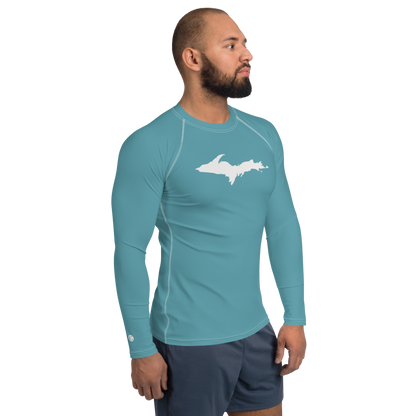 Michigan Upper Peninsula Rash Guard (w/ UP Outline) | Men's - Lake Huron Blue