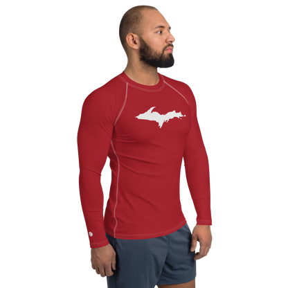 Michigan Upper Peninsula Rash Guard (w/ UP Outline) | Men's - Thimbleberry Red