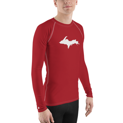 Michigan Upper Peninsula Rash Guard (w/ UP Outline) | Men's - Thimbleberry Red