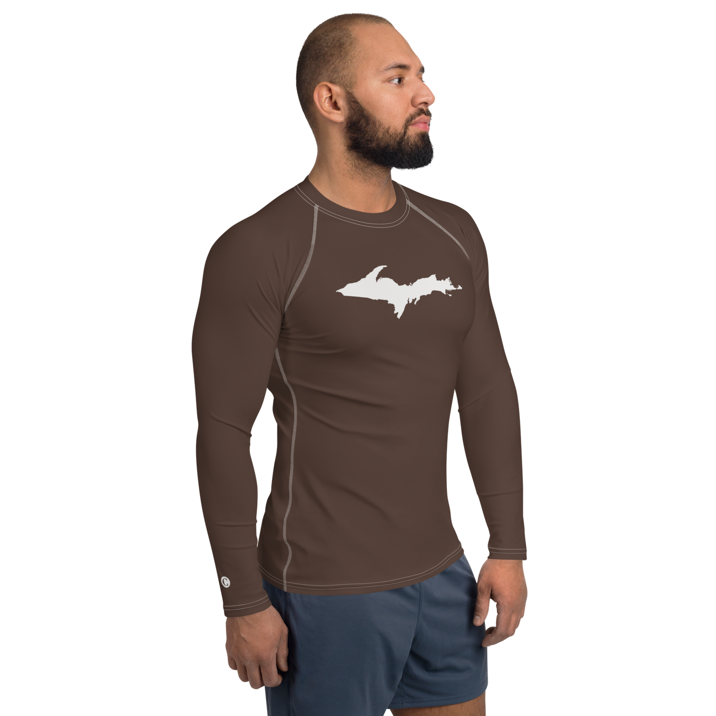 Michigan Upper Peninsula Rash Guard (w/ UP Outline) | Men's - Hickory Color