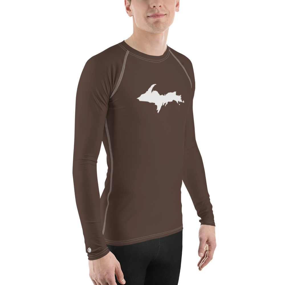 Michigan Upper Peninsula Rash Guard (w/ UP Outline) | Men's - Hickory Color