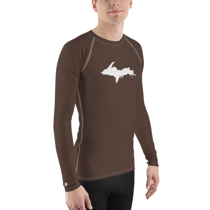 Michigan Upper Peninsula Rash Guard (w/ UP Outline) | Men's - Hickory Color