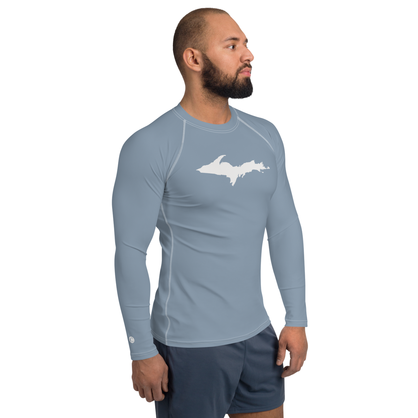 Michigan Upper Peninsula Rash Guard (w/ UP Outline) | Men's - B-24 Grey