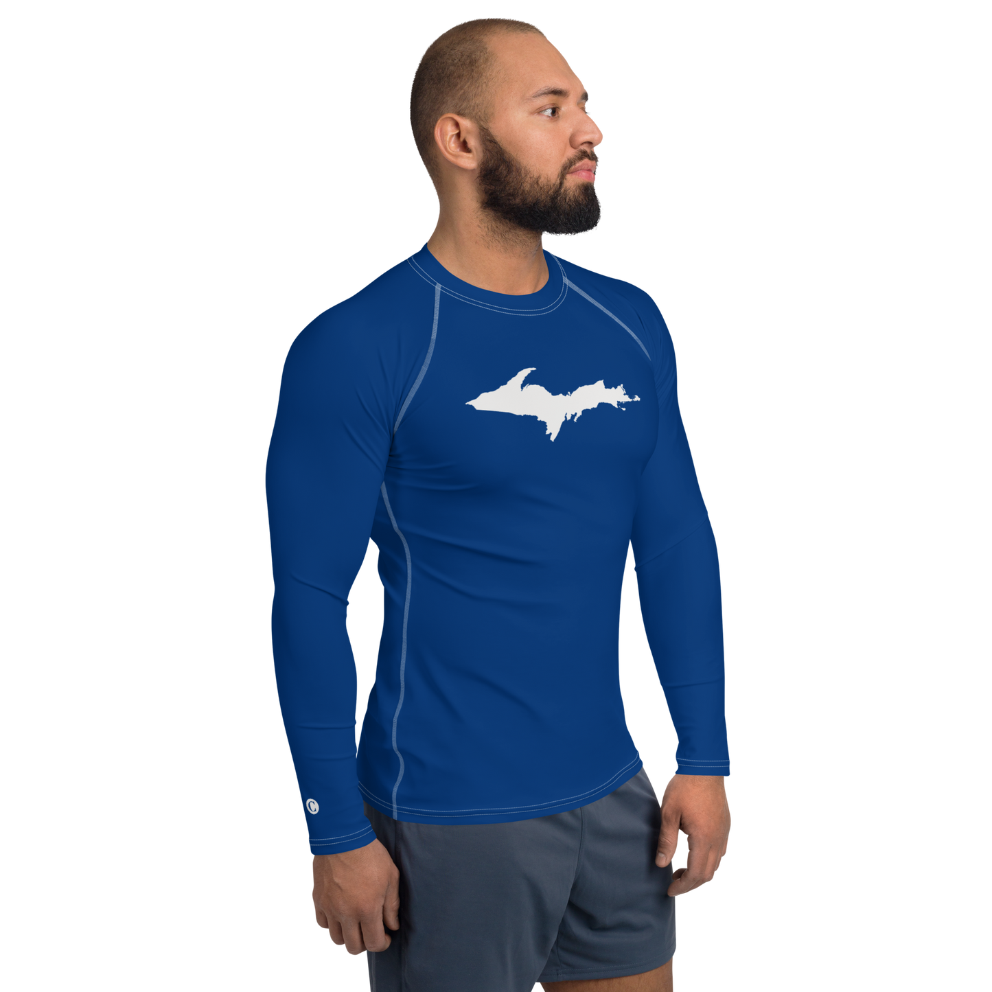 Michigan Upper Peninsula Rash Guard (w/ UP Outline) | Men's - Dearborn Blue