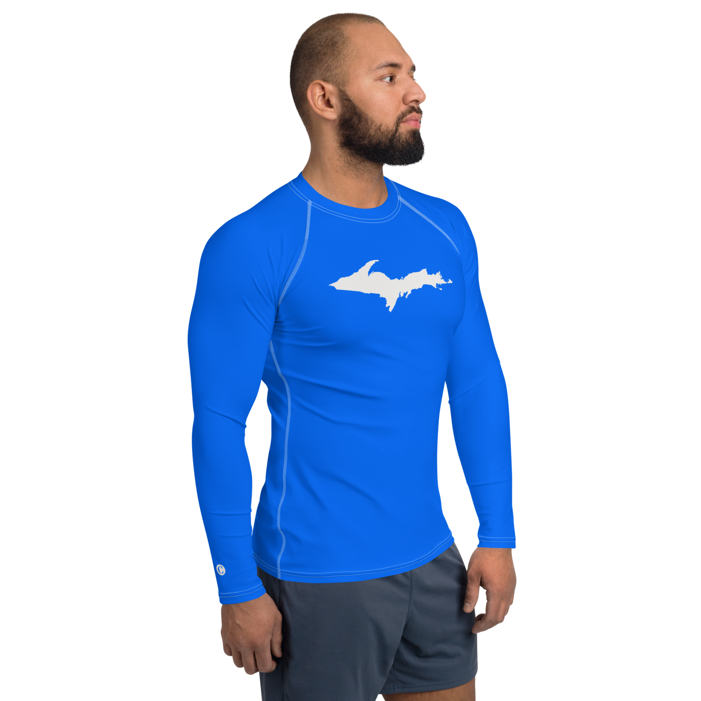 Michigan Upper Peninsula Rash Guard (w/ UP Outline) | Men's -  Motor Town Blue