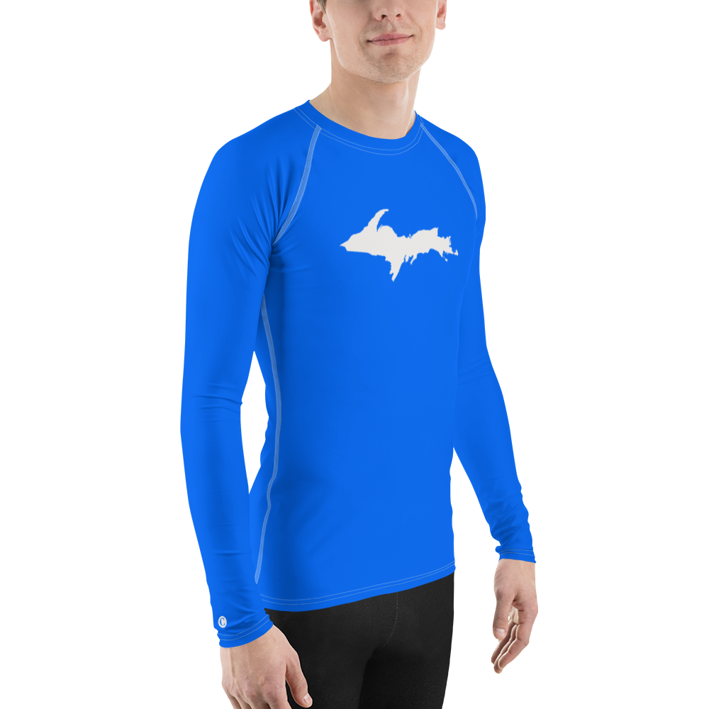 Michigan Upper Peninsula Rash Guard (w/ UP Outline) | Men's -  Motor Town Blue