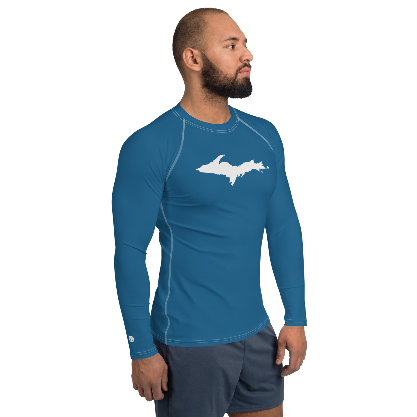 Michigan Upper Peninsula Rash Guard (w/ UP Outline) | Men's - Blueberry