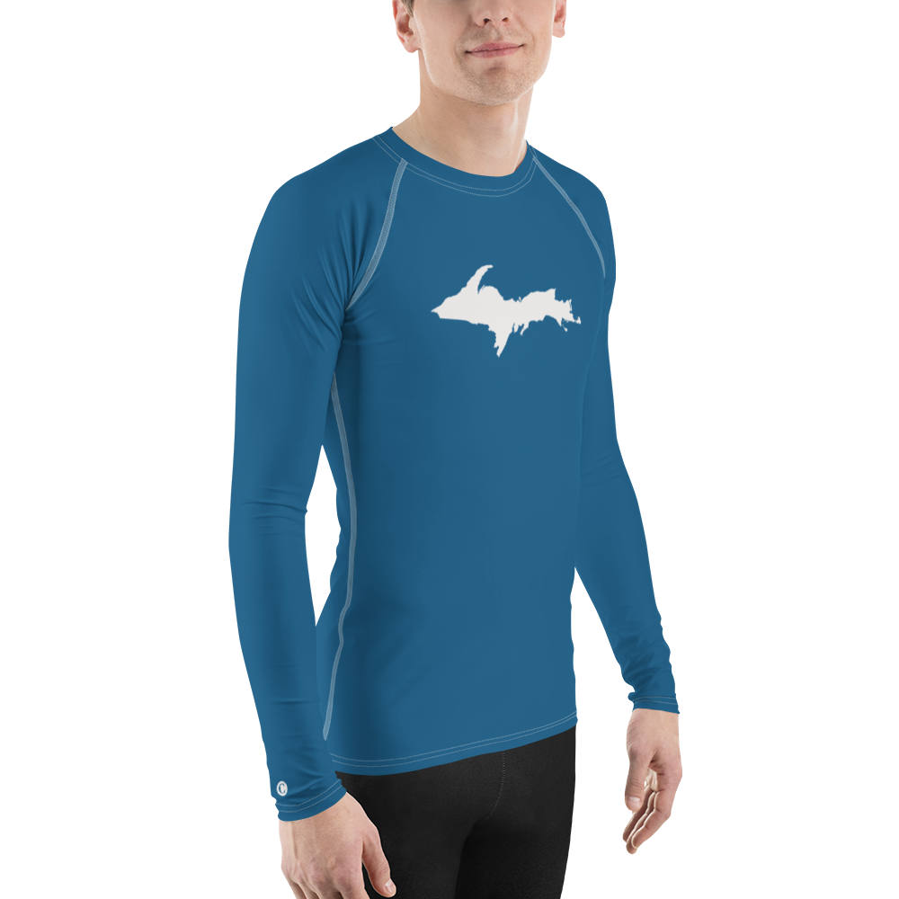 Michigan Upper Peninsula Rash Guard (w/ UP Outline) | Men's - Blueberry