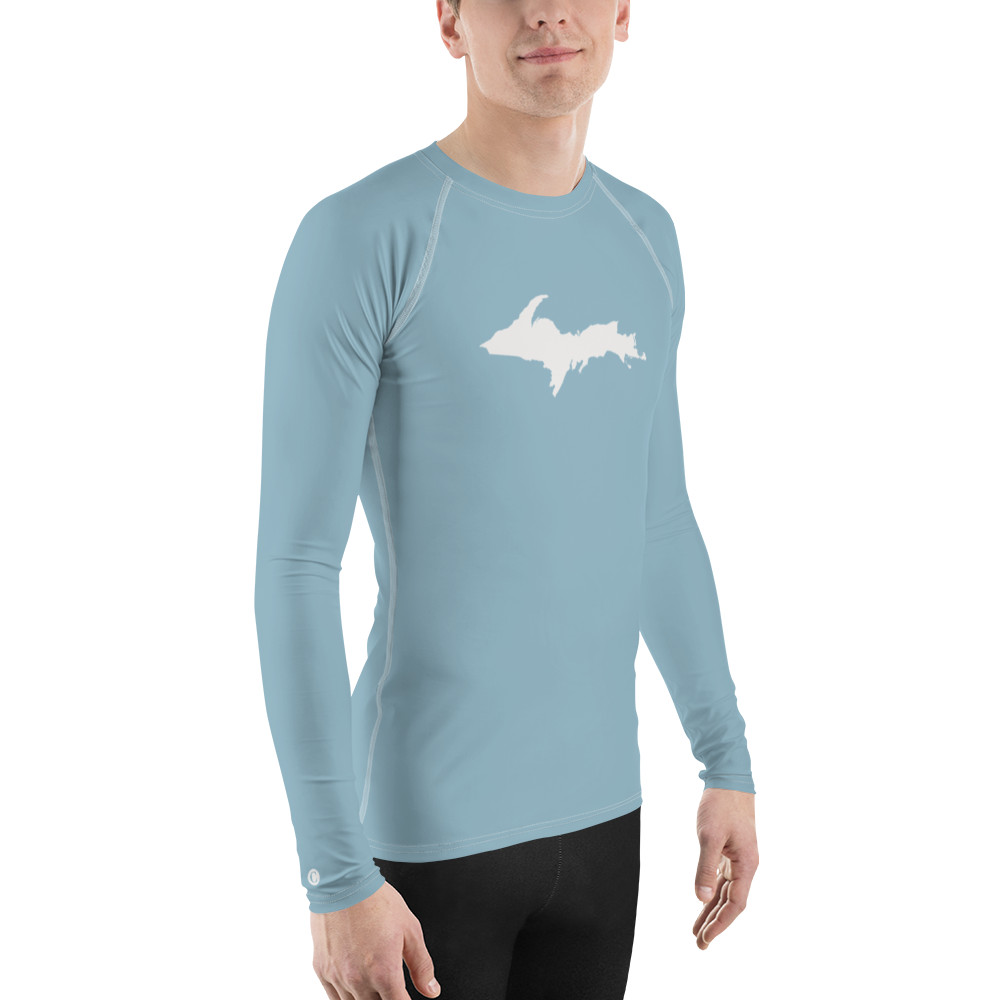 Michigan Upper Peninsula Rash Guard (w/ UP Outline) | Men's - Opal Blue