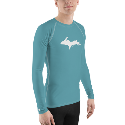 Michigan Upper Peninsula Rash Guard (w/ UP Outline) | Men's - Lake Huron Blue