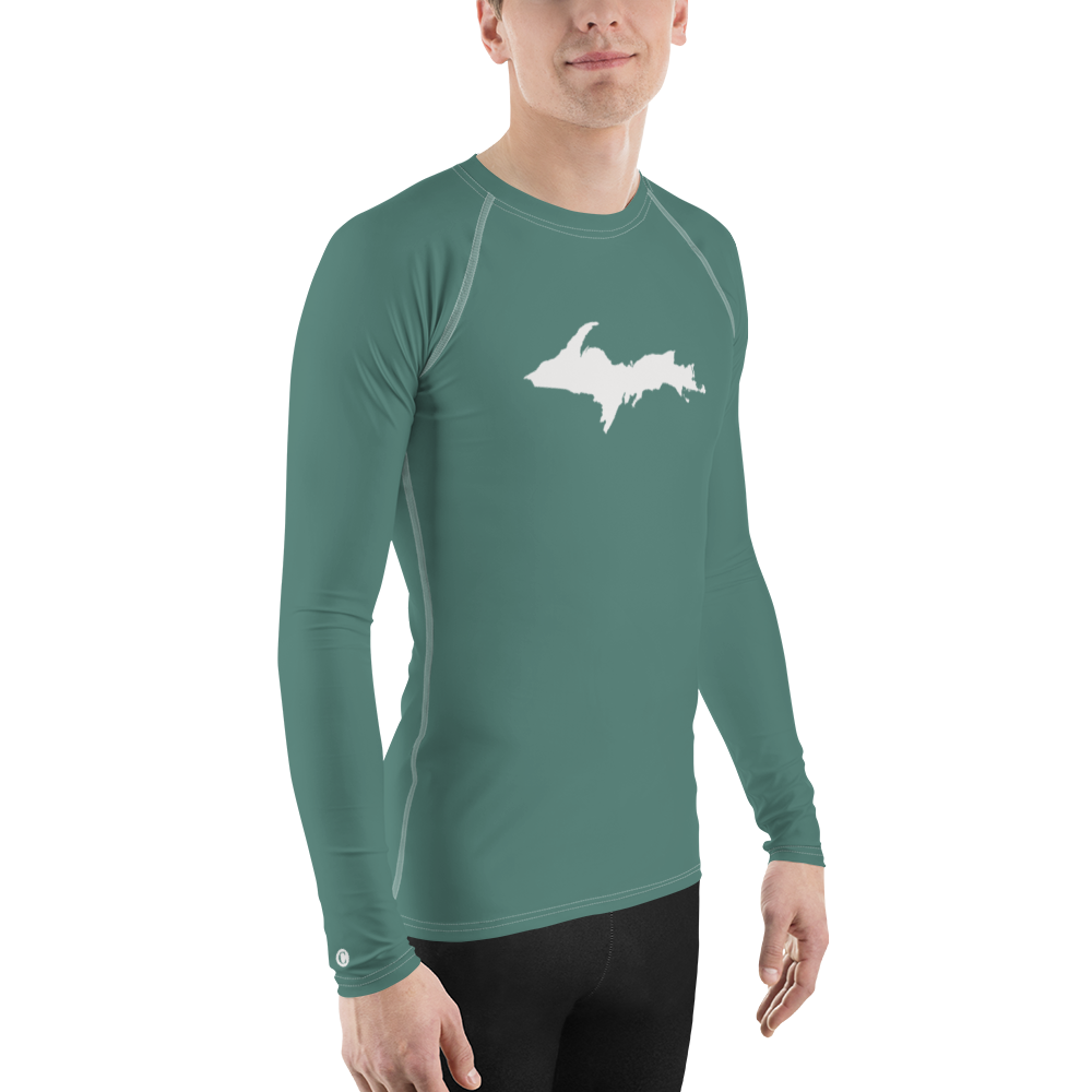 Michigan Upper Peninsula Rash Guard (w/ UP Outline) | Men's - Copper Green