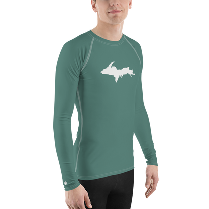 Michigan Upper Peninsula Rash Guard (w/ UP Outline) | Men's - Copper Green