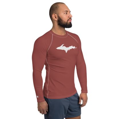 Michigan Upper Peninsula Rash Guard (w/ UP Outline) | Men's - Ore Dock Red