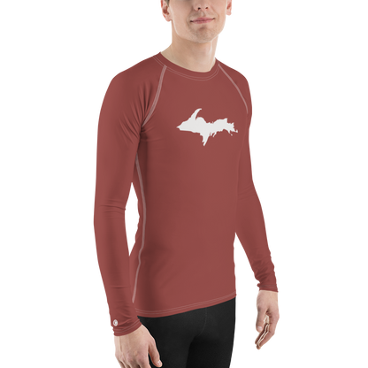 Michigan Upper Peninsula Rash Guard (w/ UP Outline) | Men's - Ore Dock Red