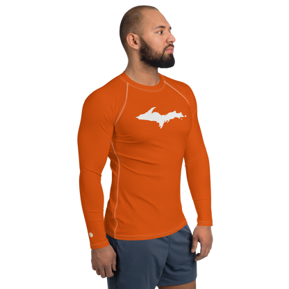 Michigan Upper Peninsula Rash Guard (w/ UP Outline) | Men's - Maple Leaf Orange