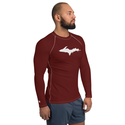 Michigan Upper Peninsula Rash Guard (w/ UP Outline) | Men's - Cherrywood Color