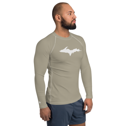 Michigan Upper Peninsula Rash Guard (w/ UP Outline) | Men's - Petoskey Stone Beige