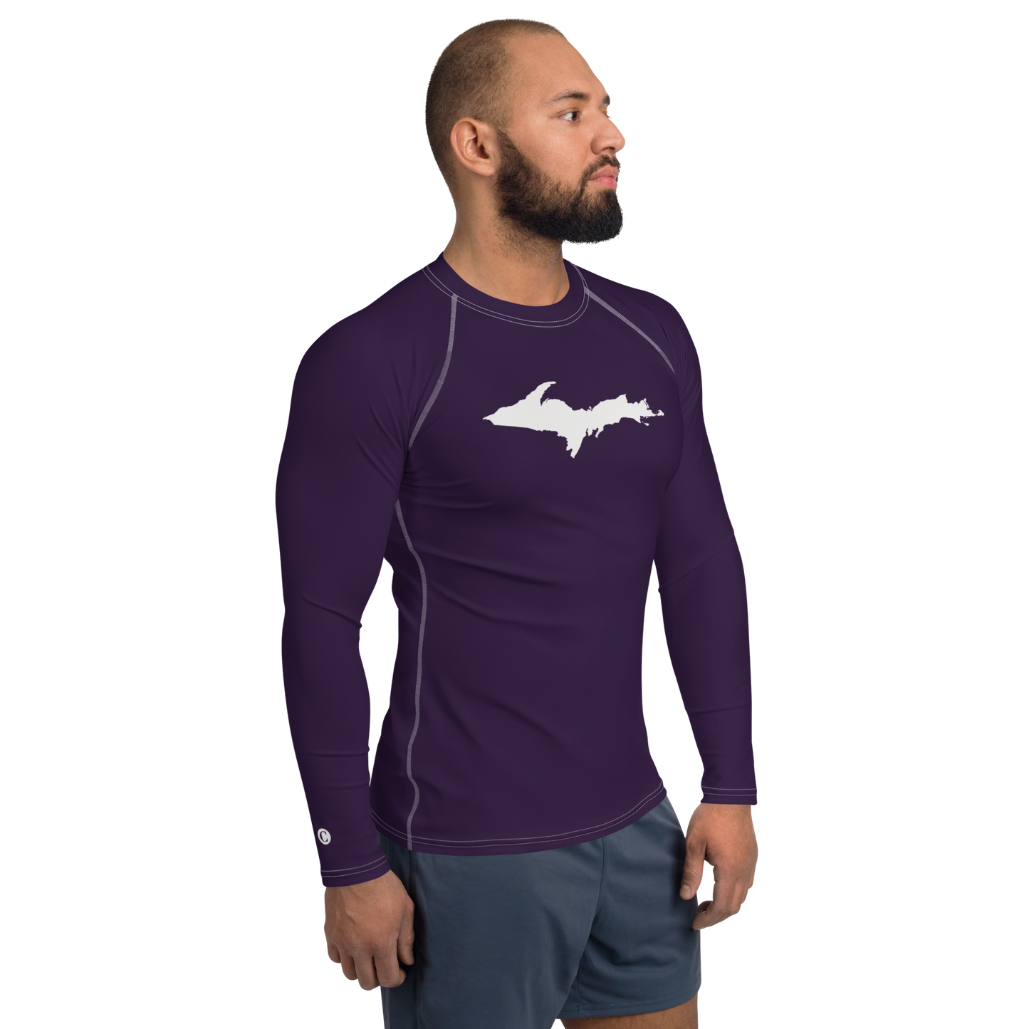 Michigan Upper Peninsula Rash Guard (w/ UP Outline) | Men's - Blackcurrant