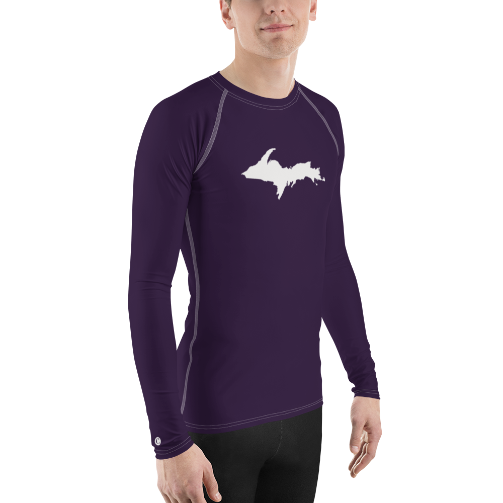 Michigan Upper Peninsula Rash Guard (w/ UP Outline) | Men's - Blackcurrant