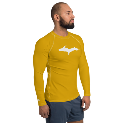 Michigan Upper Peninsula Rash Guard (w/ UP Outline) | Men's - Gold