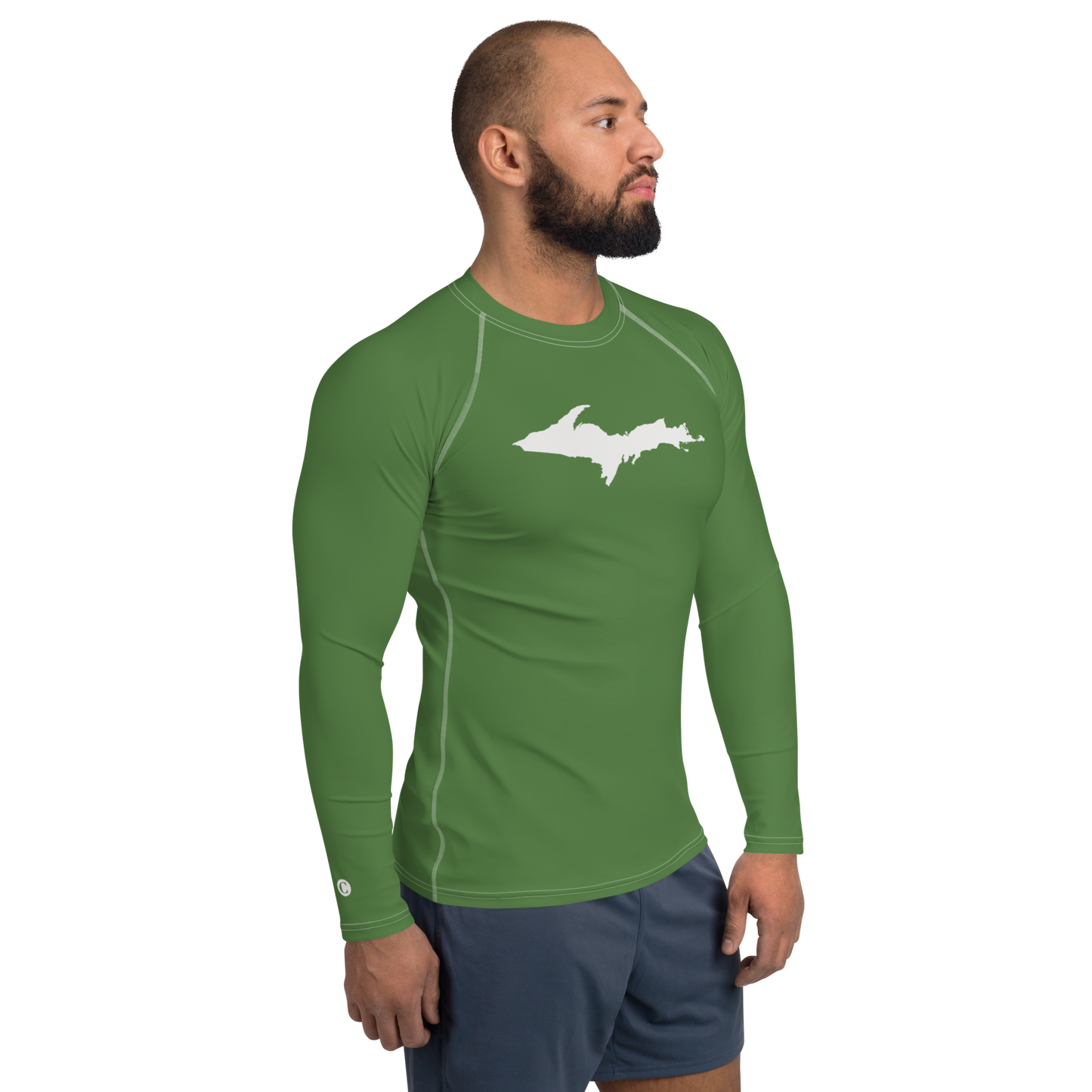 Michigan Upper Peninsula Rash Guard (w/ UP Outline) | Men's - Pine Green