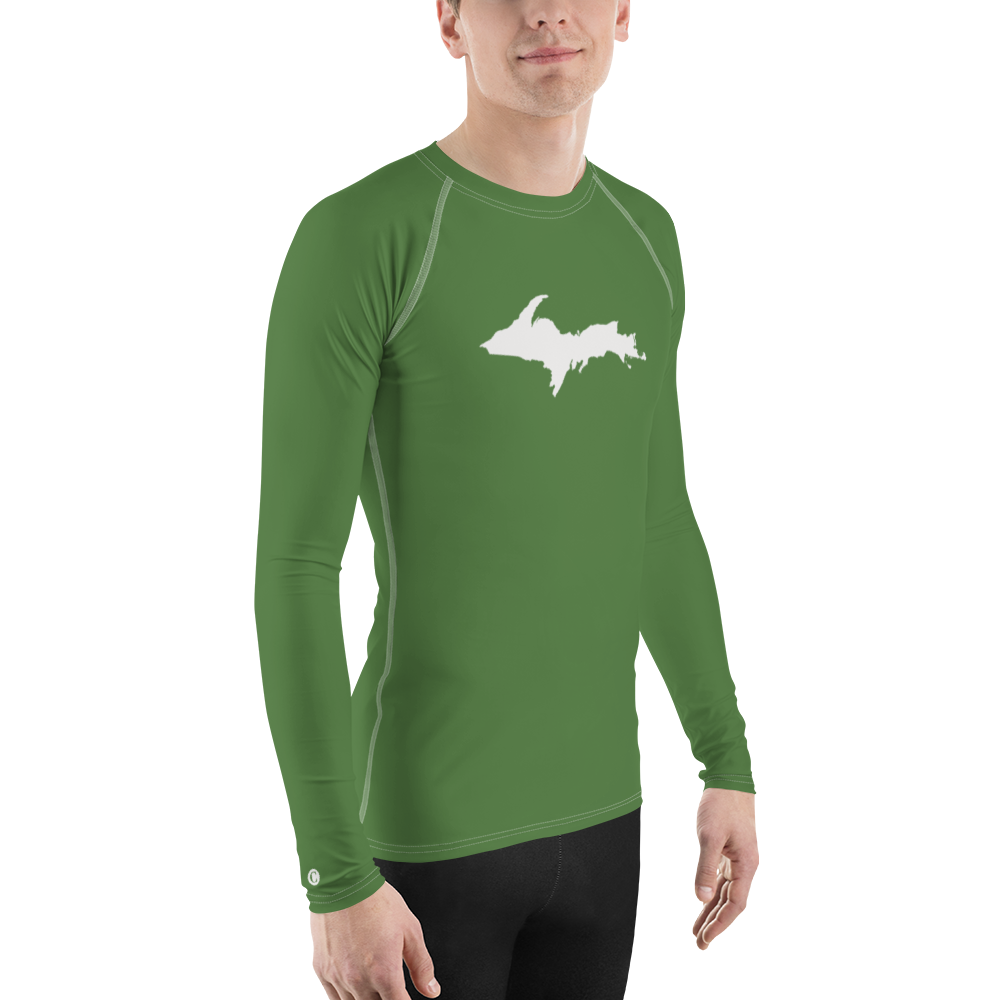 Michigan Upper Peninsula Rash Guard (w/ UP Outline) | Men's - Pine Green