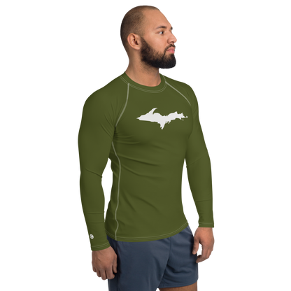 Michigan Upper Peninsula Rash Guard (w/ UP Outline) | Men's - Army Green