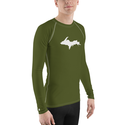 Michigan Upper Peninsula Rash Guard (w/ UP Outline) | Men's - Army Green