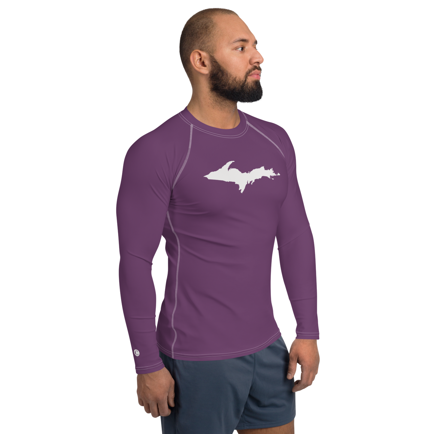 Michigan Upper Peninsula Rash Guard (w/ UP Outline) | Men's - Plum