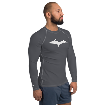 Michigan Upper Peninsula Rash Guard (w/ UP Outline) | Men's - Iron Ore Grey