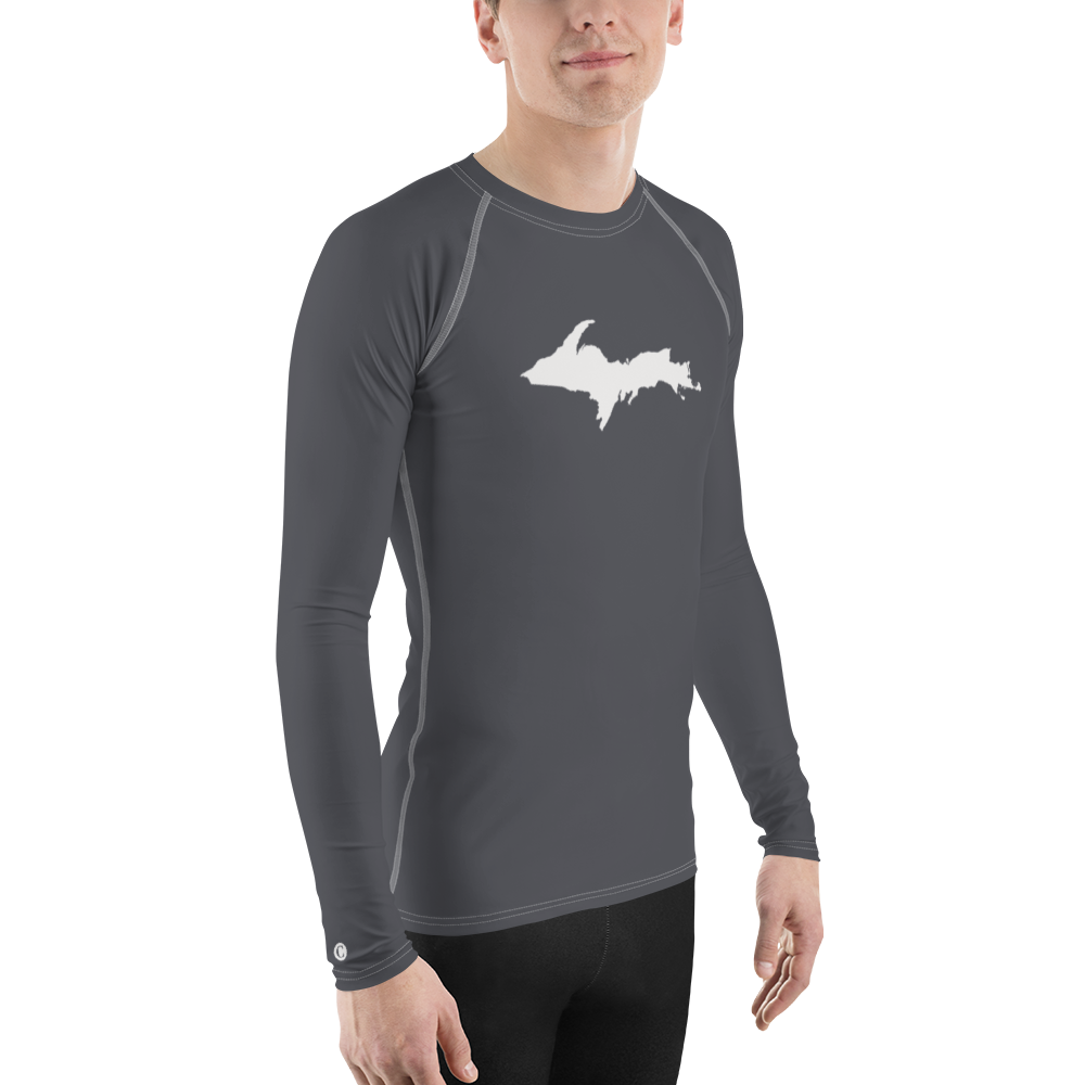 Michigan Upper Peninsula Rash Guard (w/ UP Outline) | Men's - Iron Ore Grey