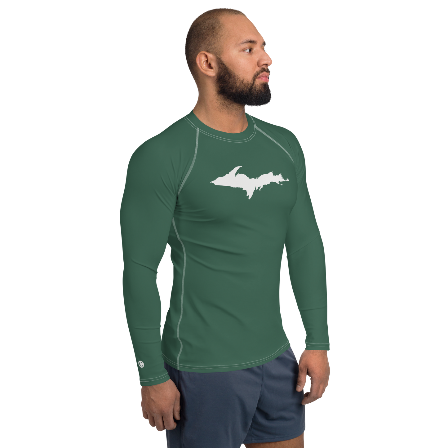 Michigan Upper Peninsula Rash Guard (w/ UP Outline) | Men's - Ginger Ale Green