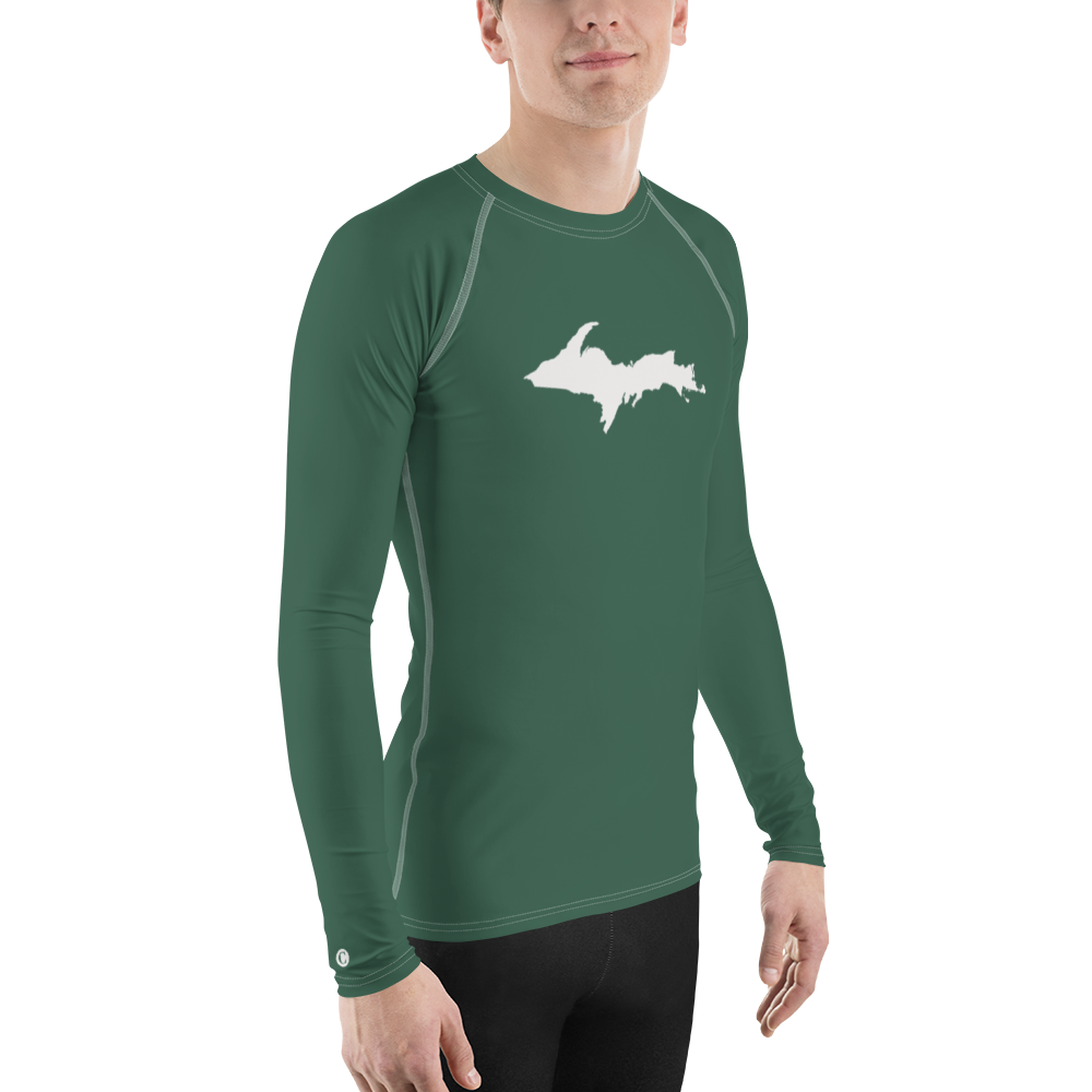 Michigan Upper Peninsula Rash Guard (w/ UP Outline) | Men's - Ginger Ale Green