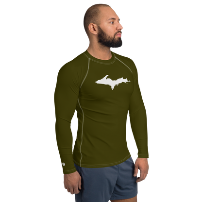 Michigan Upper Peninsula Rash Guard (w/ UP Outline) | Men's - Military Green