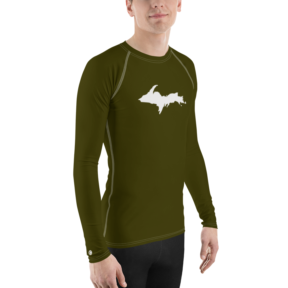 Michigan Upper Peninsula Rash Guard (w/ UP Outline) | Men's - Military Green