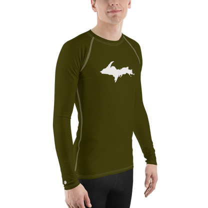 Michigan Upper Peninsula Rash Guard (w/ UP Outline) | Men's - Military Green