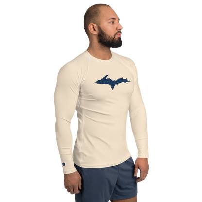 Michigan Upper Peninsula Rash Guard (w/ UP Outline) | Men's - Champagne White