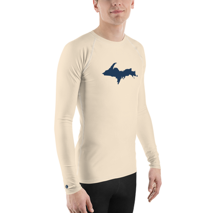 Michigan Upper Peninsula Rash Guard (w/ UP Outline) | Men's - Champagne White