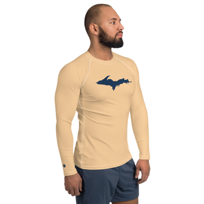 Michigan Upper Peninsula Rash Guard (w/ UP Outline) | Men's - Pale Apricot