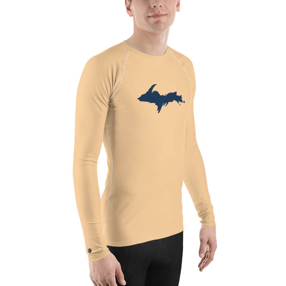 Michigan Upper Peninsula Rash Guard (w/ UP Outline) | Men's - Pale Apricot