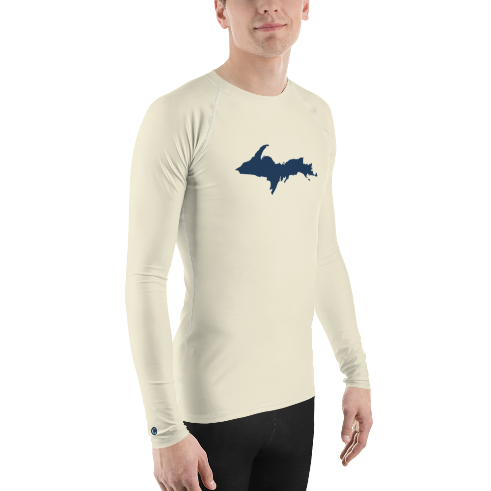 Michigan Upper Peninsula Rash Guard (w/ UP Outline) | Men's - Ivory