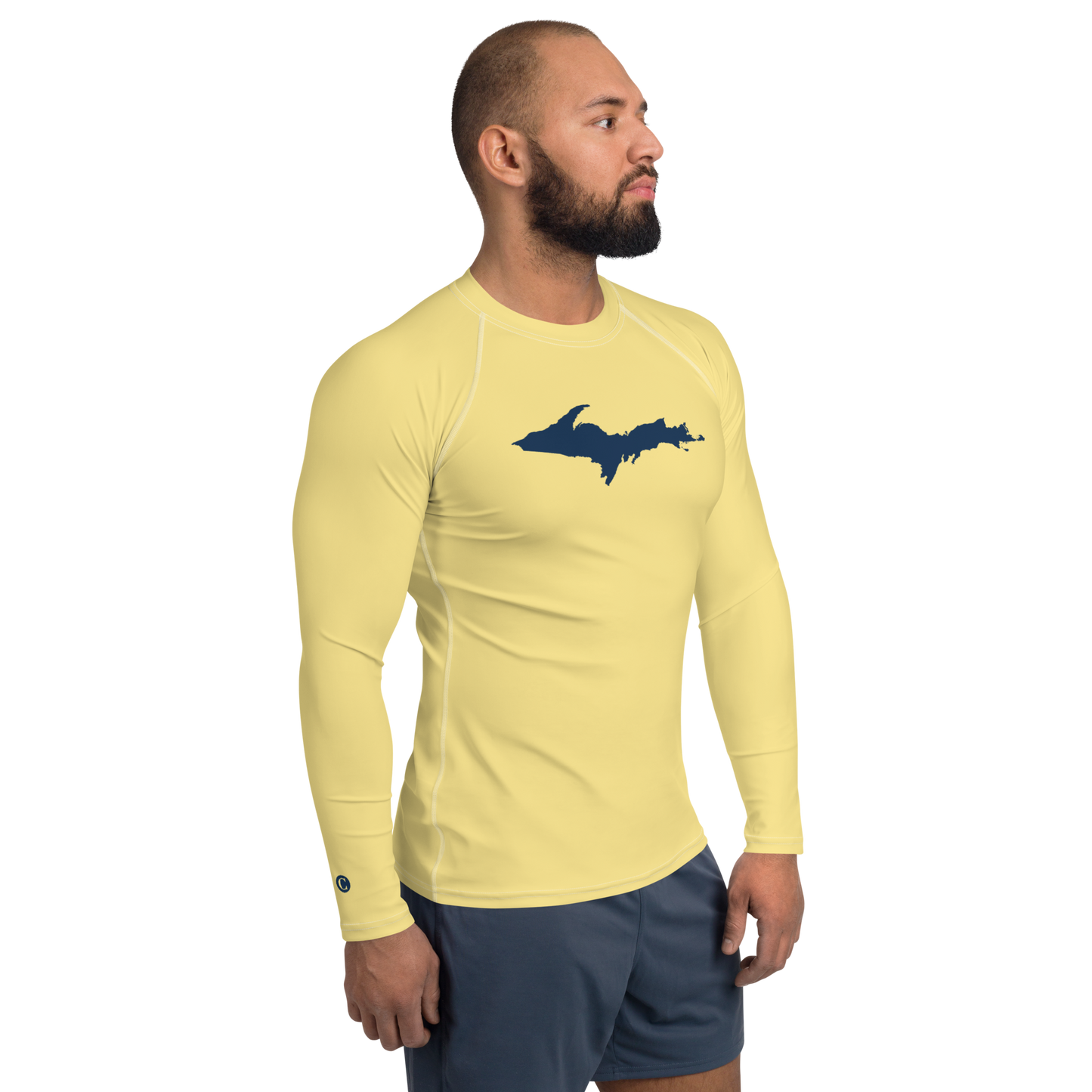 Michigan Upper Peninsula Rash Guard (w/ UP Outline) | Men's - Canary Yellow