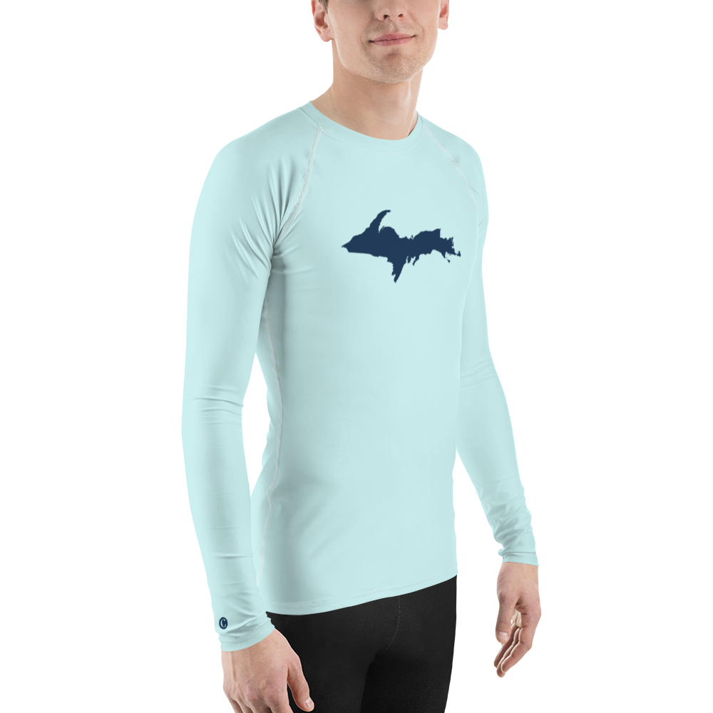 Michigan Upper Peninsula Rash Guard (w/ UP Outline) | Men's - Cyan