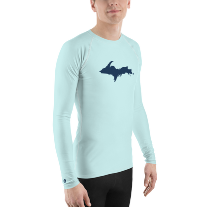 Michigan Upper Peninsula Rash Guard (w/ UP Outline) | Men's - Cyan