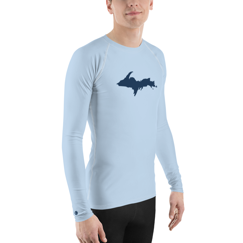 Michigan Upper Peninsula Rash Guard (w/ UP Outline) | Men's - Light Blue