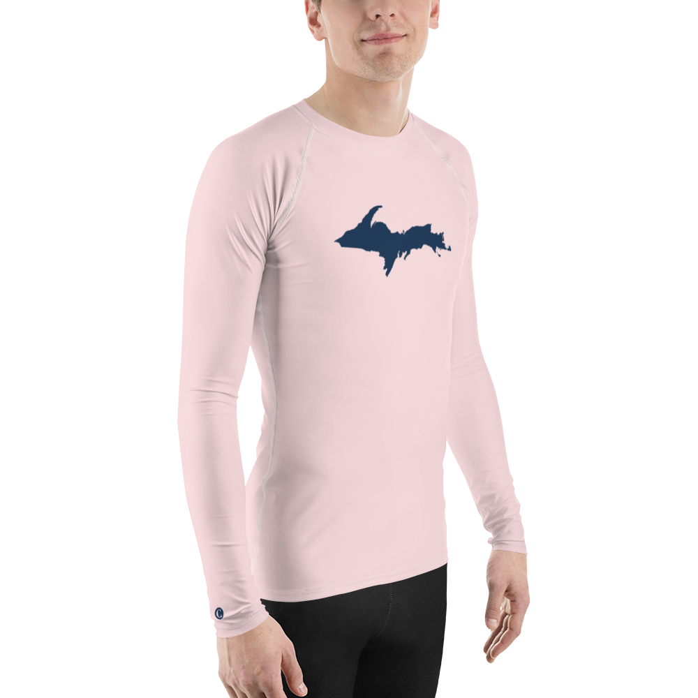 Michigan Upper Peninsula Rash Guard (w/ UP Outline) | Men's - Pale Pink