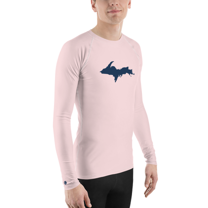 Michigan Upper Peninsula Rash Guard (w/ UP Outline) | Men's - Pale Pink