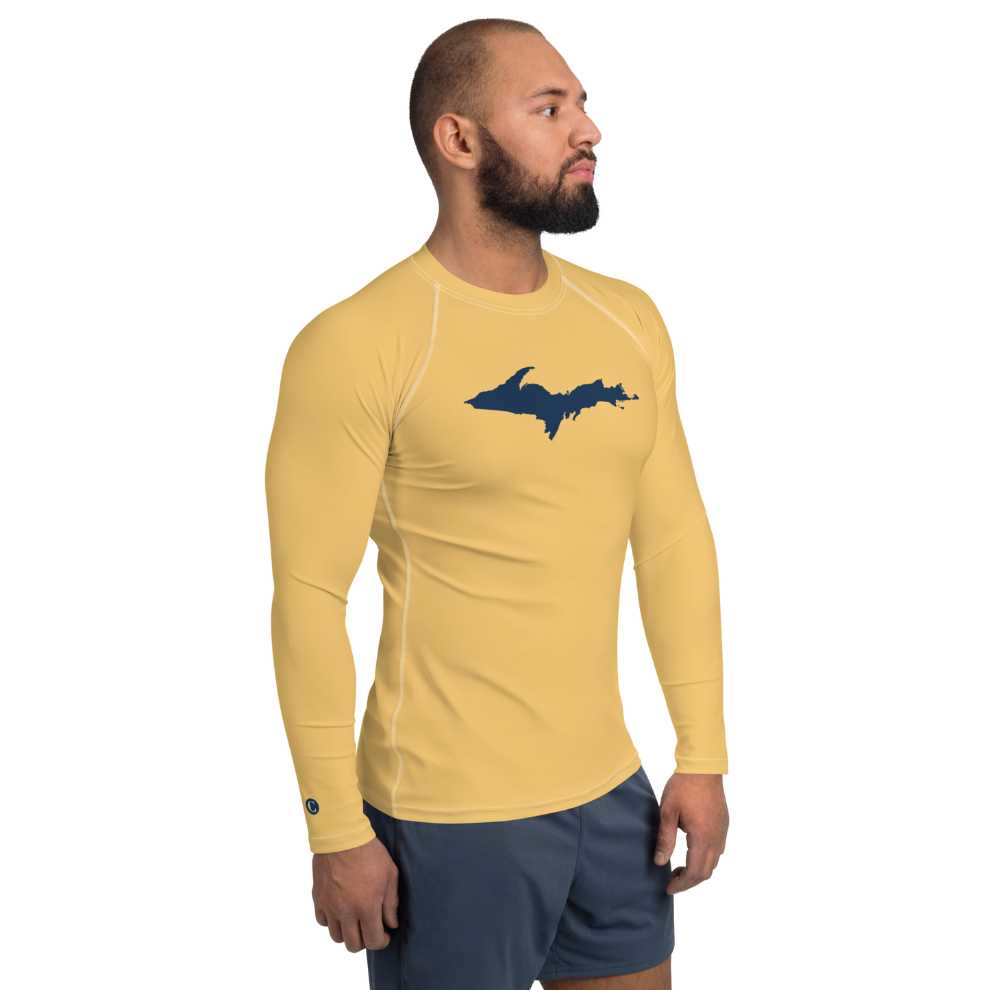 Michigan Upper Peninsula Rash Guard (w/ UP Outline) | Men's - Citrine