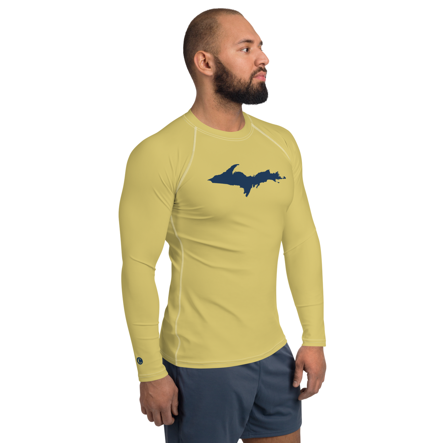 Michigan Upper Peninsula Rash Guard (w/ UP Outline) | Men's - Plum Yellow